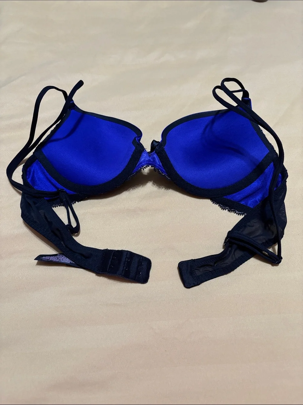 Victoria's Secret Royal Blue Satin & Lace Push-Up Bra Set - Picture 4 of 7